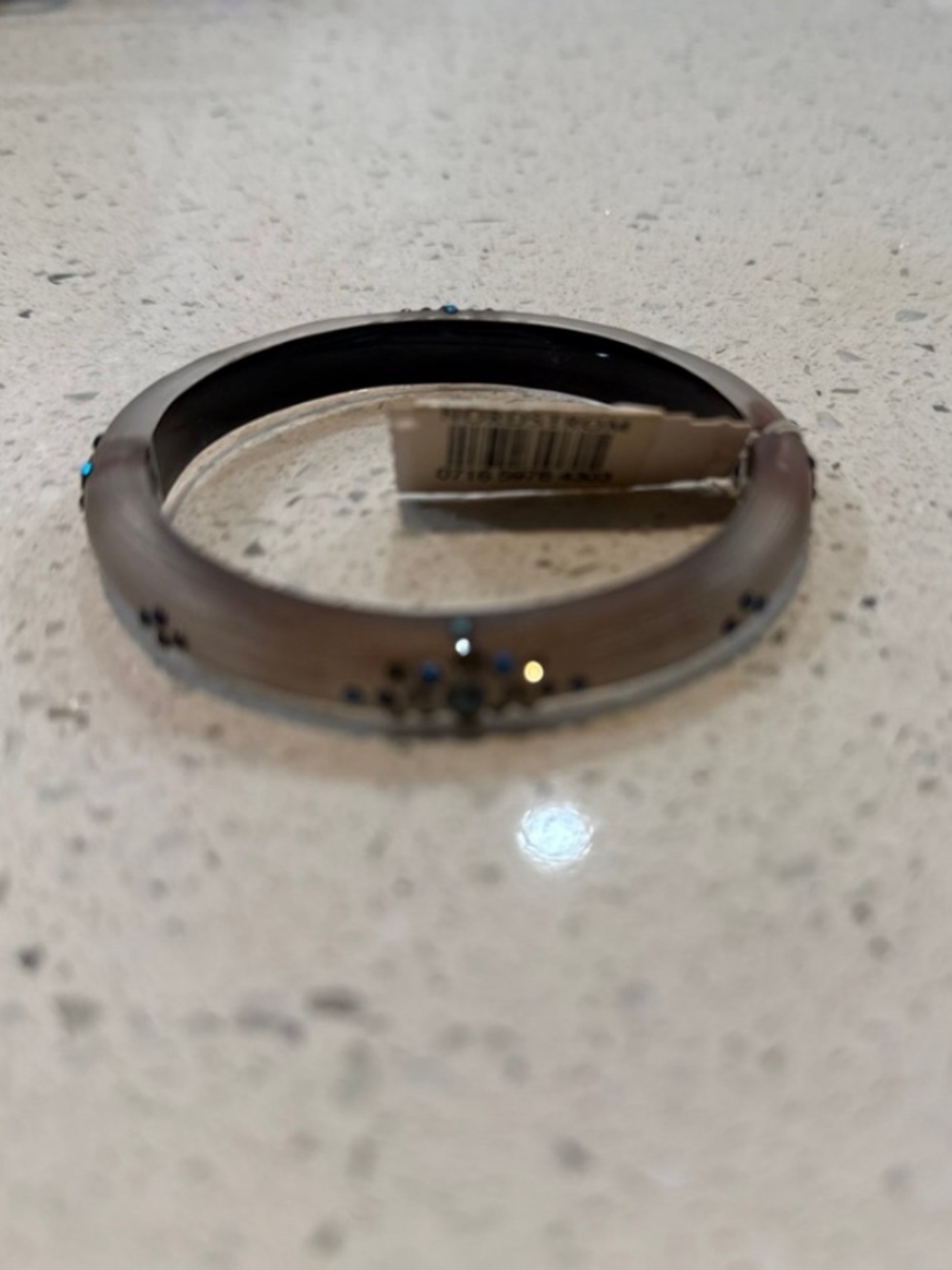 Alexis Bittar Smoky Gray Bangle with Blue Crystal Accents